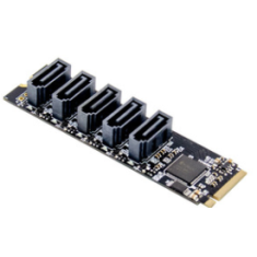 Placa conversora 5 portas SATA 3.0 para PCIe x2 M.2 Key M