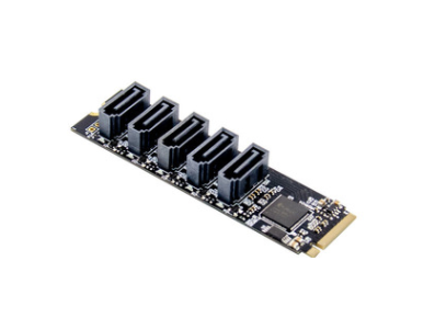 Placa conversora 5 portas SATA 3.0 para PCIe x2 M.2 Key M - Imagem 1