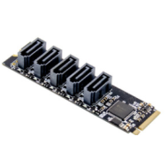 Placa conversora 5 portas SATA 3.0 para PCIe x2 M.2 Key M