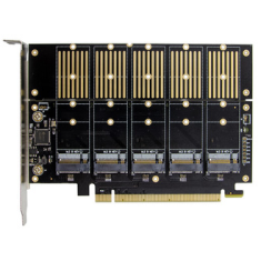 Placa de expans&atilde;o conversora SATA 3.0 para PCIe 3.0 x16 JMB585 5x M.2 B