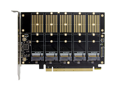 Placa de expans&atilde;o conversora SATA 3.0 para PCIe 3.0 x16 JMB585 5x M.2 B - Imagem 1
