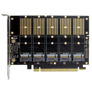 Placa de expans&atilde;o conversora SATA 3.0 para PCIe 3.0 x16 JMB585 5x M.2 B