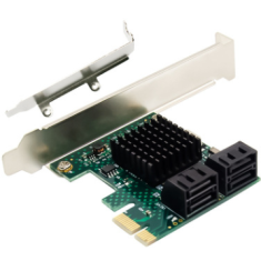 Placa de expans&atilde;o PCIe x1 para 4 portas SATA 3.0 verde