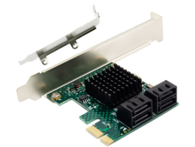 Placa de expans&atilde;o PCIe x1 para 4 portas SATA 3.0 verde - Imagem 1