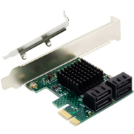 Placa de expans&atilde;o PCIe x1 para 4 portas SATA 3.0 verde