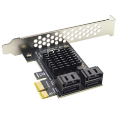 Placa de expans&atilde;o PCIe x1 para 4 portas SATA 3.0 preta