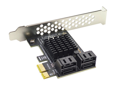 Placa de expans&atilde;o PCIe x1 para 4 portas SATA 3.0 preta - Imagem 1