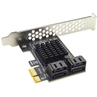 Placa de expans&atilde;o PCIe x1 para 4 portas SATA 3.0 preta