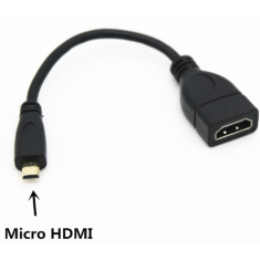Cabo Micro HDMI para HDMI 15 cm, conector macho para f&ecirc;mea