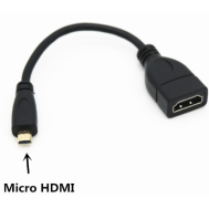 Cabo Micro HDMI para HDMI 15 cm, conector macho para f&ecirc;mea