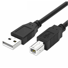 Cabo de dados USB 2.0 preto com conector quadrado 5 m