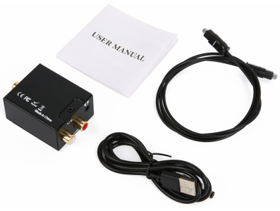 Conversor digital &oacute;ptico/coaxial para anal&oacute;gico RCA L/R com sa&iacute;da 3,5 mm (preto) e alimenta&ccedil;&atilde;o via USB - Imagem 1