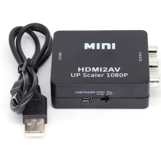 Conversor HDMI para AV &Aacute;udio HDMI2AV 1080p 60Hz preto cabo 50 cm