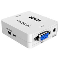 Conversor VGA para HDMI branco 1080p 60Hz com cabo mini USB 50 cm