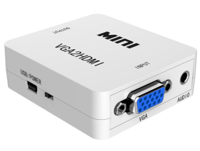 Conversor VGA para HDMI branco 1080p 60Hz com cabo mini USB 50 cm - Imagem 1