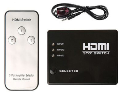 Conversor de v&iacute;deo 3x1 HDMI 1080p com controle remoto IR - Imagem 1