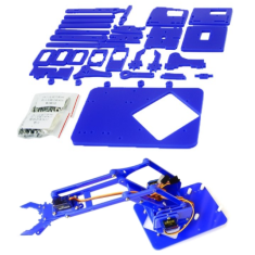 Kit Bra&ccedil;o Manipulador Mec&acirc;nico Rob&oacute;tico em Acr&iacute;lico Azul DIY