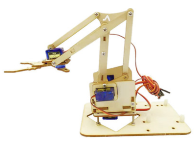 Kit DIY Bra&ccedil;o Manipulador Rob&oacute;tico 4 DOF em Madeira com Garra e Grampo - Imagem 1