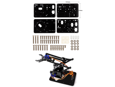 Kit de Rob&oacute;tica Bra&ccedil;o Manipulador Mec&acirc;nico 4 DOF em Acr&iacute;lico Preto - Imagem 7