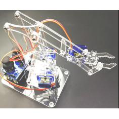 Kit DIY 4 DOF Bra&ccedil;o Manipulador Rob&oacute;tico Mec&acirc;nico em Acr&iacute;lico Transparente