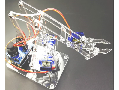 Kit DIY 4 DOF Bra&ccedil;o Manipulador Rob&oacute;tico Mec&acirc;nico em Acr&iacute;lico Transparente - Imagem 1