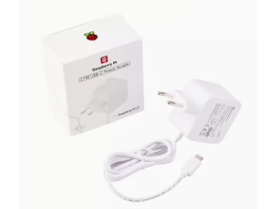 Fonte oficial Raspberry Pi 5 USB-C 27W 5,1 V 5 A Plug UE branca - Imagem 1
