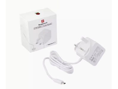 Fonte de alimenta&ccedil;&atilde;o oficial Raspberry Pi 5 27W 5,1V 5A USB-C plugue UK branca - Imagem 1