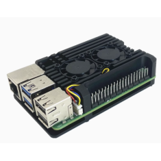 Gabinete em alum&iacute;nio com ventoinhas duplas de quatro linhas para Raspberry Pi 5
