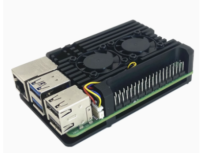 Gabinete em alum&iacute;nio com ventoinhas duplas de quatro linhas para Raspberry Pi 5 - Imagem 1