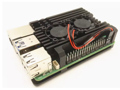 Gabinete de alum&iacute;nio com duas ventoinhas em linha para Raspberry Pi 5 - Imagem 1