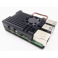 Gabinete em alum&iacute;nio com ventoinha de duas linhas para Raspberry Pi 5