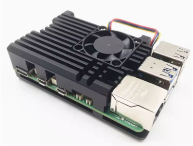 Gabinete em alum&iacute;nio com ventoinha de duas linhas para Raspberry Pi 5 - Imagem 1
