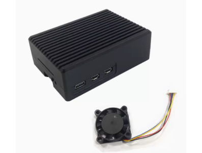 Gabinete de alum&iacute;nio listrado com ventoinha de quatro fios para Raspberry Pi 5 - Imagem 1