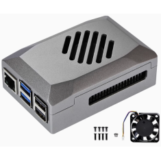 Gabinete ABS prata com ventoinha regulada por PWM para Raspberry Pi 5