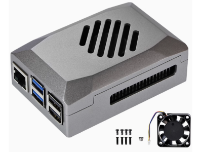 Gabinete ABS prata com ventoinha regulada por PWM para Raspberry Pi 5 - Imagem 1