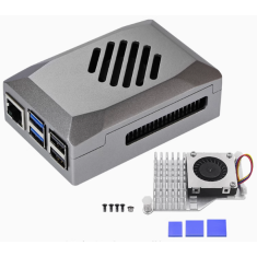 Gabinete ABS prata com cooler ativo modelo Pi5-Active-Cooler-C para Raspberry Pi 5