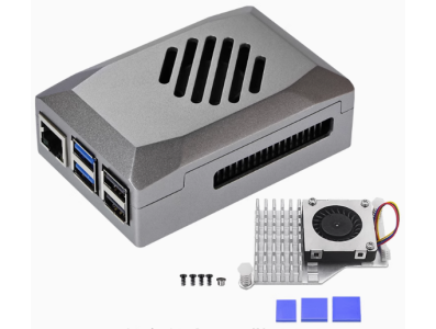 Gabinete ABS prata com cooler ativo modelo Pi5-Active-Cooler-C para Raspberry Pi 5 - Imagem 1