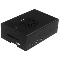 Gabinete de alum&iacute;nio preto para Raspberry Pi 5 compat&iacute;vel com coolers
