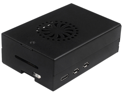 Gabinete de alum&iacute;nio preto para Raspberry Pi 5 compat&iacute;vel com coolers - Imagem 1