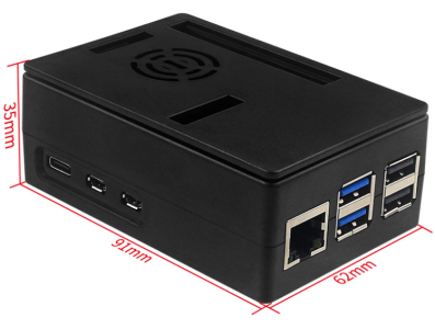 Gabinete ABS preto tamanho maior para Raspberry Pi 5B compat&iacute;vel com ventoinhas e tela touch de 3,5 polegadas - Imagem 1