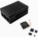 Gabinete em ABS preto listrado para Raspberry Pi 5B com ventoinha 4010 PWM e dissipador - Thumb - 1