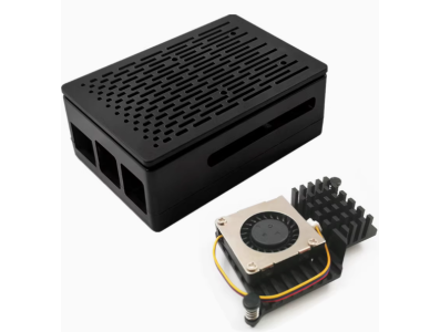Gabinete listrado em ABS preto para Raspberry Pi 5B com cooler 3007 preto - Imagem 1