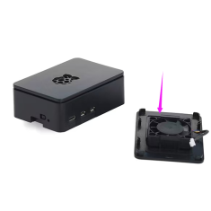 Caixa preta em ABS com logo, montagem integrada para ventoinha e ventoinha PWM para Raspberry Pi 5B MOQ20