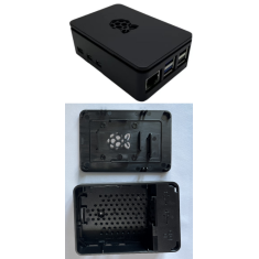 Caixa de pl&aacute;stico ABS preta com logotipo para Raspberry Pi 5B compat&iacute;vel com RA786RA799
