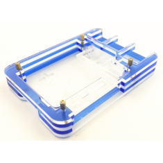 Gabinete acr&iacute;lico 5 camadas para Raspberry Pi 5 com suporte para ventoinhas, azul