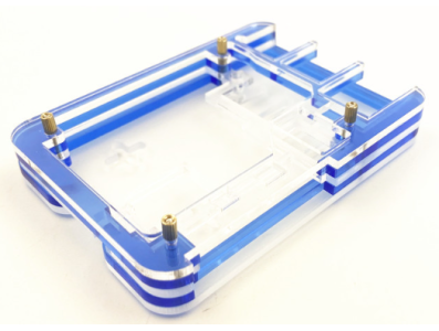 Gabinete acr&iacute;lico 5 camadas para Raspberry Pi 5 com suporte para ventoinhas, azul - Imagem 1
