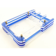 Gabinete acr&iacute;lico 5 camadas para Raspberry Pi 5 com suporte para ventoinhas, azul