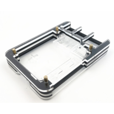 Gabinete acr&iacute;lico 5 camadas para Raspberry Pi 5, suporta ventiladores, preto