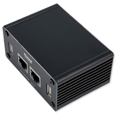 Placa de expans&atilde;o de rede dupla com gabinete met&aacute;lico preto para Raspberry Pi e RP2040
