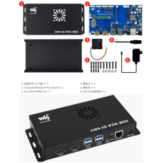 Waveshare Mini-Computador PoE Tipo A para Raspberry Pi CM4 (CM4 n&atilde;o inclu&iacute;do) Plug UE